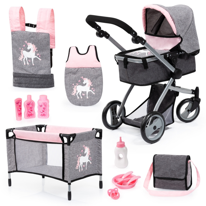 Bayer Dolls Pram Playset - Rosa / Grey (18333AC) i gruppen LEKER, BARN OG BABY / Leker / Dukker & tilbehør hos TP E-commerce Nordic AB (C93977)