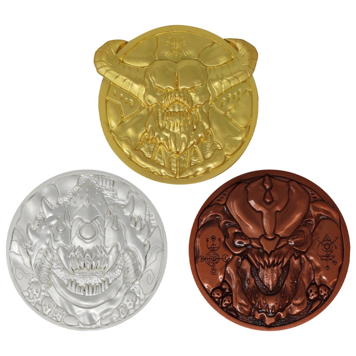 Fanatik DOOM Limited Edition-sett med 3 medaljongsamlinger for arkademodus i gruppen SPORT, FRITID & HOBBY / Morsomme produkter / Samlerobjekter hos TP E-commerce Nordic AB (C94283)