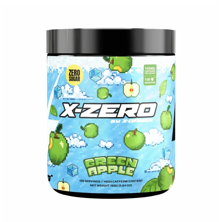 X-GAMER Energidrikkpulver X-Zero 160 gram Green Apple i gruppen Datautstyr / GAMING / Energidrikke for gamere hos TP E-commerce Nordic AB (C94718)