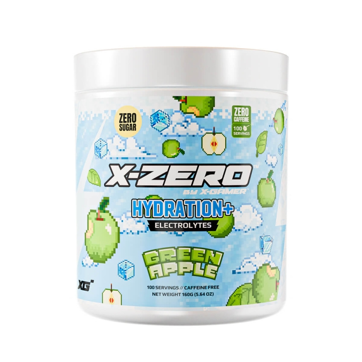 X-GAMER Energidrikkpulver X-Zero Hydration+ 160 gram Green Apple i gruppen Datautstyr / GAMING / Energidrikke for gamere hos TP E-commerce Nordic AB (C94719)