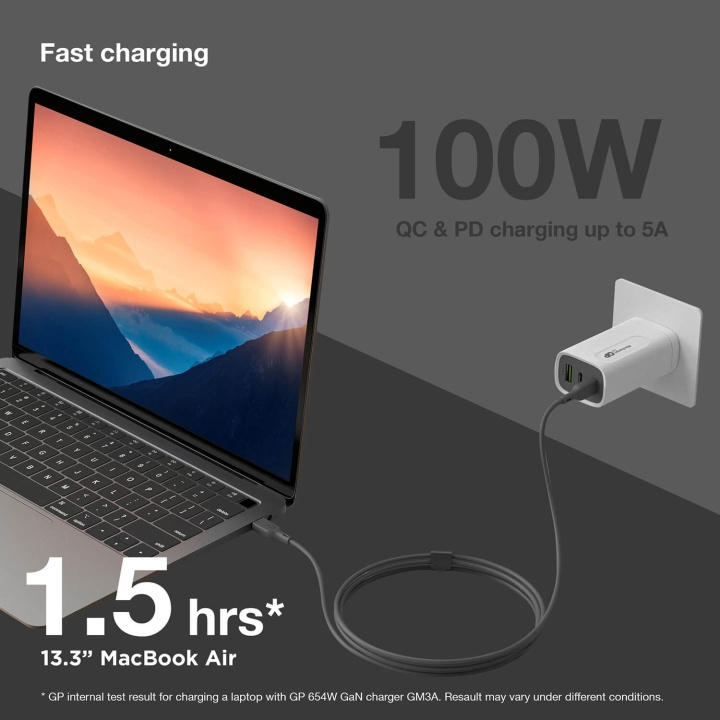 GP Cable USB-C to USB-C 100W CC2P 2m i gruppen Datautstyr / Kabler og adaptere / USB / USB-C hos TP E-commerce Nordic AB (C94730)