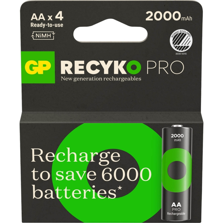 GP Batteri Recyko Pro NiMH AA HR6 2000mAh 4-Pakning i gruppen Elektronikk / Batterier & Ladere / Batterier / AA hos TP E-commerce Nordic AB (C94757)