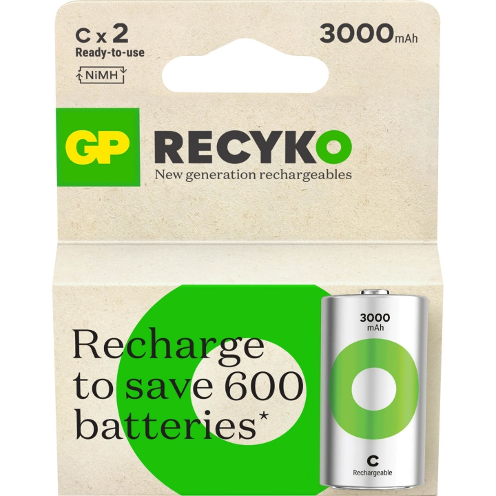 GP Batteri Recyko NiMH C HR14 3000mAh 2-Pakning i gruppen Elektronikk / Batterier & Ladere / Batterier / Andre hos TP E-commerce Nordic AB (C94759)