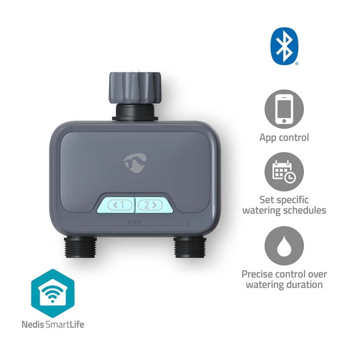 Nedis SmartLife Vannkontroll | Bluetooth® | Batteri drevet | IP54 | Maksimal vanntrykk: 8 Bar | Android™ / IOS i gruppen HJEM, HUS OG HAGE / Hageprodukter / Hageredskap hos TP E-commerce Nordic AB (C94829)