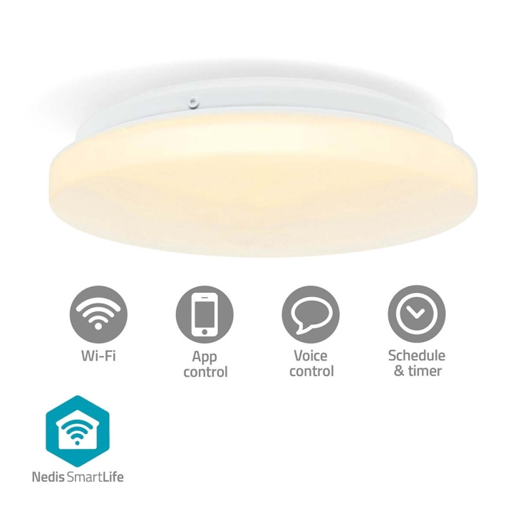 Nedis SmartLife Taklys | Wi-Fi | RGB / Varm til avkjølt hvitt | Rund | Diameter: 260 mm | 1820 lm | 2700 - 6500 K | IP44 | Energiklasse: F | Android™ / IOS i gruppen Elektronikk / Lys / Taklamper hos TP E-commerce Nordic AB (C94861)