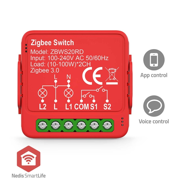 Nedis SmartLife Strømbryter | Zigbee 3.0 | 2x100 W | Terminalforbindelse | App tilgjengelig for: Android™ / IOS i gruppen HJEM, HUS OG HAGE / El og belysning / Elinstallasjon / Tilbehør hos TP E-commerce Nordic AB (C94864)