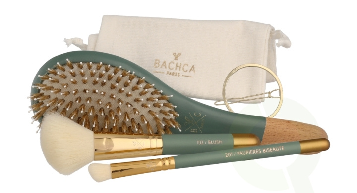 Bachca Paris Les Essentials Eucalyptus Hair Set 4 piece 1x Nylon Brush/1x Blush Brush/1x Contour Shader Brush/1x Round Hair Clip i gruppen HELSE OG SKJØNNHET / Gavesett / Gavesett for henne hos TP E-commerce Nordic AB (C95747)