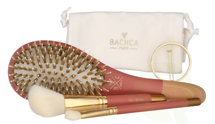 Bachca Paris The Essentials Hair Terracotta Set 5 piece 1x Large Boar & Nylon Hair Brush/1x Blush Brush/1x Contour Shader Brush/ 1x Round Clip/1x Cotton Pouch i gruppen HELSE OG SKJØNNHET / Gavesett / Gavesett for henne hos TP E-commerce Nordic AB (C95748)