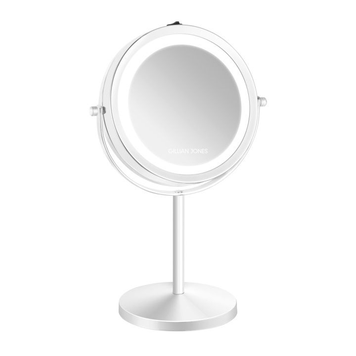 Gillian Jones Bordspeil med LED-lys og x10-forstørrelse - Hvit - 17,5 cm diameter, 32 cm høyde i gruppen HELSE OG SKJØNNHET / Makeup / Sminkspeglar hos TP E-commerce Nordic AB (C97717)