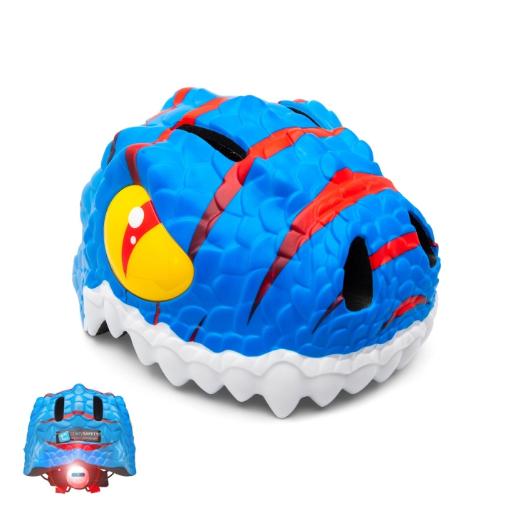 Crazy Safety Blue Dino sykkelhjelm for barn (100201-02-M) i gruppen SPORT, FRITID & HOBBY / Sportsutstyr / Sykkeltilbehør / Hjelmer hos TP E-commerce Nordic AB (C98005)