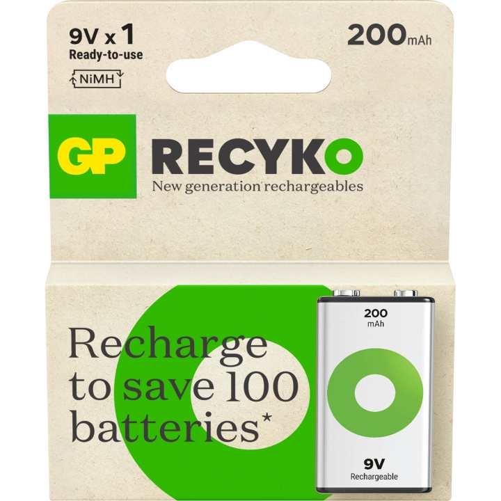 GP Batteri Recyko NiMH 9V 200mAh 1-Pakning i gruppen Elektronikk / Batterier & Ladere / Batterier hos TP E-commerce Nordic AB (C99554)