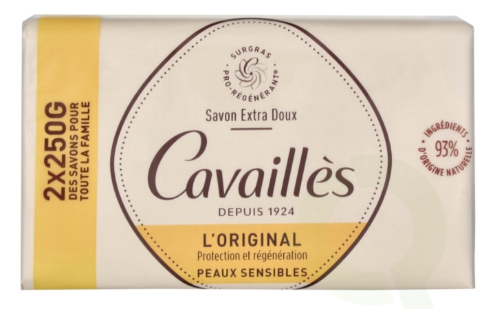 Roge Cavailles L\'Original Extra Mild Surgras Soap Bar Duo 500 g 2x250gr i gruppen HELSE OG SKJØNNHET / Hudpleie / Kroppspleie / Duftsåpe hos TP E-commerce Nordic AB (C99791)