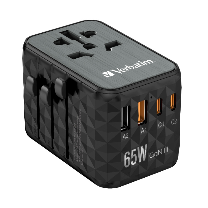 Verbatim GaN III Universal reiseadapter UTA-05 PD65W QC 4+ i gruppen HJEM, HUS OG HAGE / El og belysning / Reiseadaptere hos TP E-commerce Nordic AB (D00531)