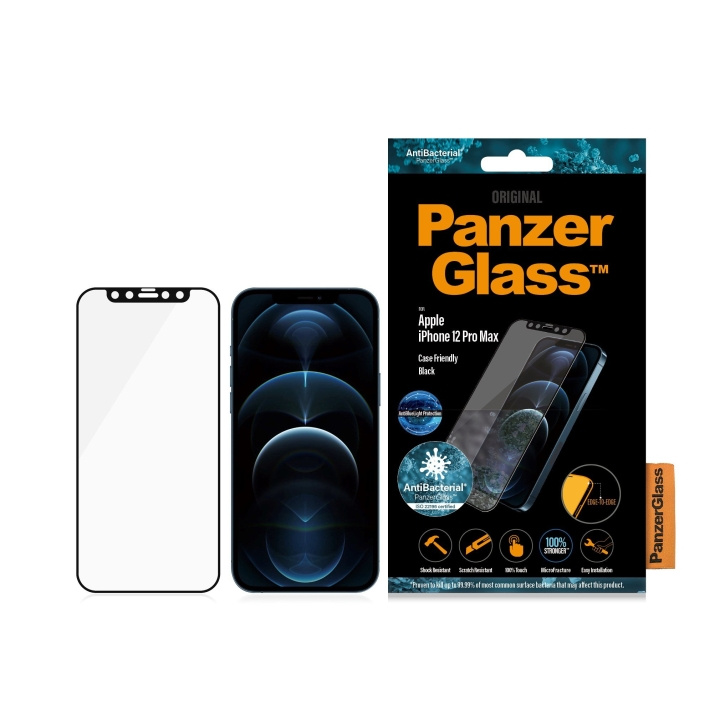 PanzerGlass iPhone 12 Pro Max (CF) Anti-Bluelight (AB), Svart i gruppen SMARTTELEFON & NETTBRETT / Mobilbeskyttelse / Apple / iPhone 12 Pro hos TP E-commerce Nordic AB (D00787)