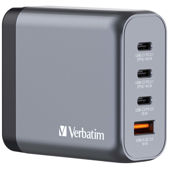 Verbatim GNC-140 GaN-lader med 4 porter og 140 W USB-A/USB-C i gruppen SMARTTELEFON & NETTBRETT / Ladere og Kabler / Vegglader / Vegglader Type C hos TP E-commerce Nordic AB (D00981)