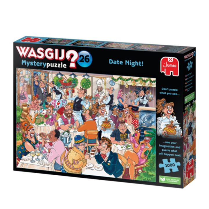 Wasgij Mystery #26, Date Night! 1000 brikker (JUM01853) i gruppen SPORT, FRITID & HOBBY / Hobby / Puslespill hos TP E-commerce Nordic AB (D01537)