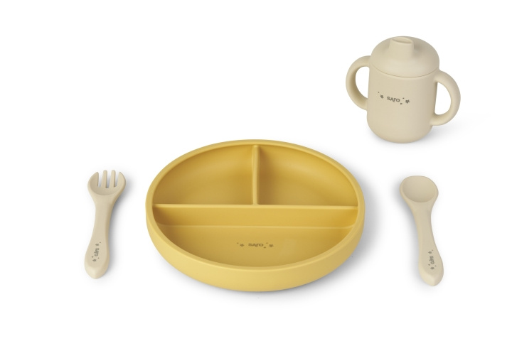 SARO Baby Food and Fun Silicone Feeding Set - Mustard (SAO17602) i gruppen LEKER, BARN OG BABY / Spise & drikke / Barneserviser hos TP E-commerce Nordic AB (D01598)