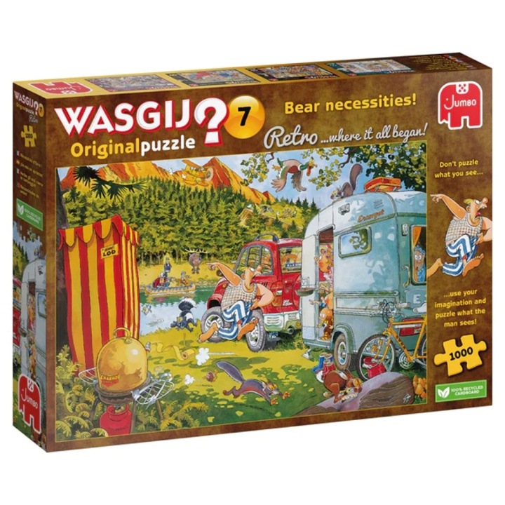 Wasgij Retro Original #7, Bjørnens nødvendigheter! 1000 brikker (JUM0016) i gruppen SPORT, FRITID & HOBBY / Hobby / Puslespill hos TP E-commerce Nordic AB (D02032)