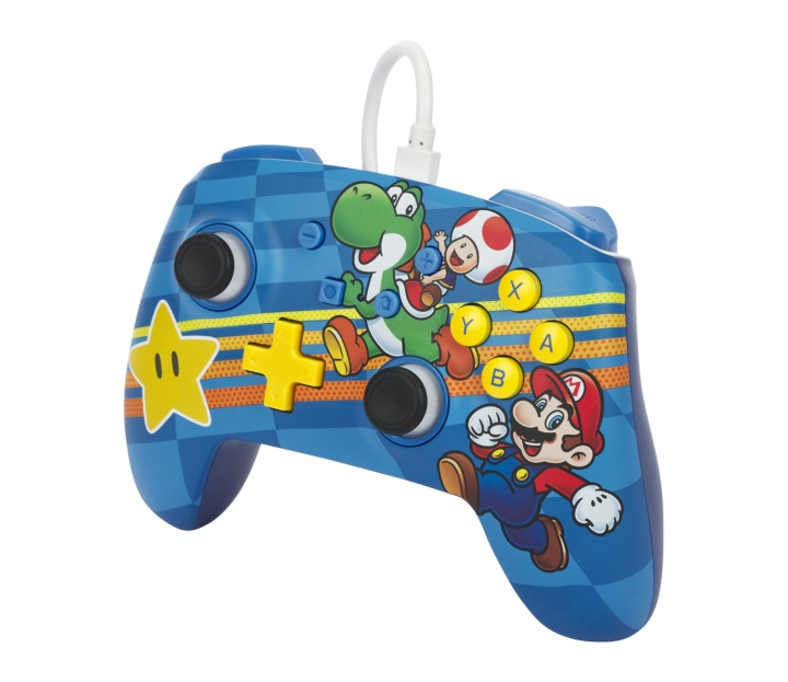 PowerA Enhanced Wired Controller for Nintendo Switch - Mushroom Kingdom Friends i gruppen Elektronikk / TV-spill & tilbehør / Nintendo Switch hos TP E-commerce Nordic AB (D02231)