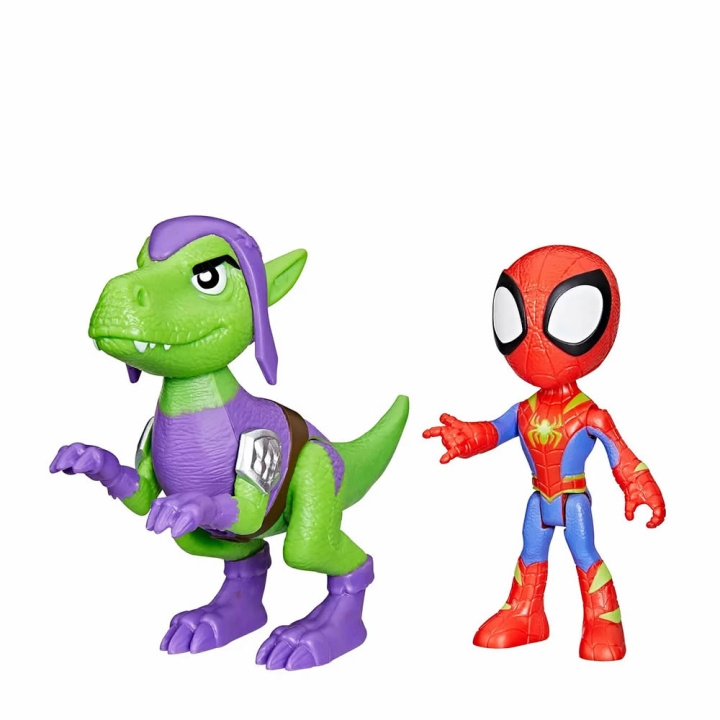 Spidey and His Amazing Friends Hero Dino Webs - Spidey og Goblin Raptor Action i gruppen LEKER, BARN OG BABY / Leker / Figurer, miniatyrer og tilbehør hos TP E-commerce Nordic AB (D02296)