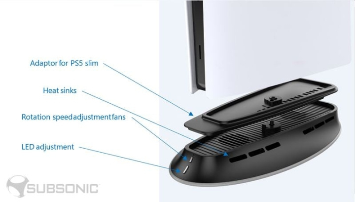 SuBsonic Led-stativ for kjøling - PS5/PS5 Slim i gruppen Elektronikk / TV-spill & tilbehør / Sony PlayStation 5 hos TP E-commerce Nordic AB (D02542)