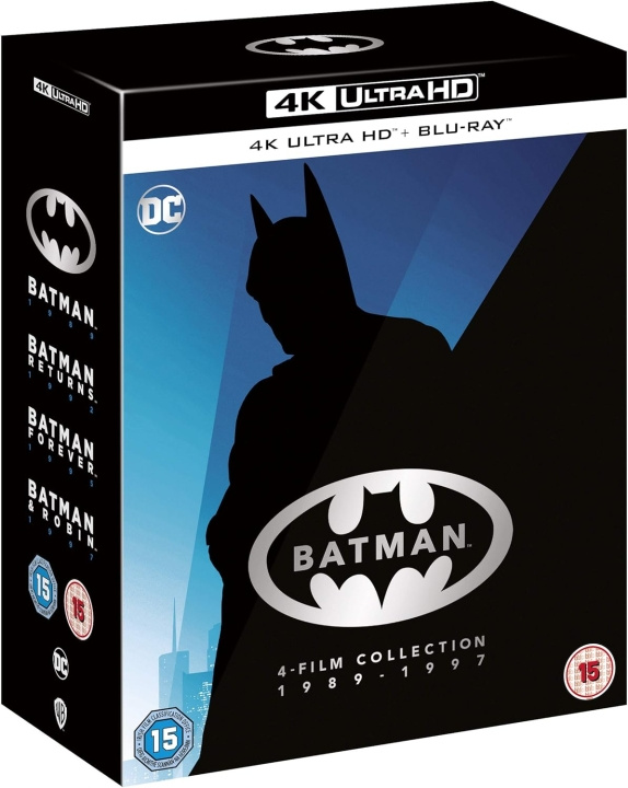 BATMAN (1989-1997) Batman / Returns / Forever / Batman and Robin (4 Films) 4K Ultra HD + Blu-Ray i gruppen Elektronikk / Lyd & Bilde / TV og tilbehør / Filmer / Blu-ray hos TP E-commerce Nordic AB (D03452)