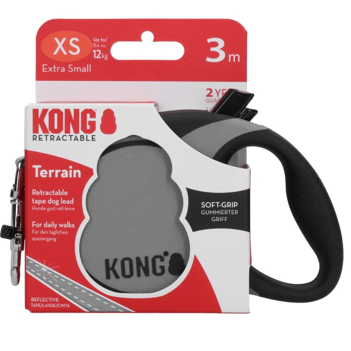 Kong Uttrekkbart bånd Terrain Grey XS (3m/12kg) - (KongTRNXSGY) i gruppen HJEM, HUS OG HAGE / Dyretilbehør / Hund hos TP E-commerce Nordic AB (D03795)