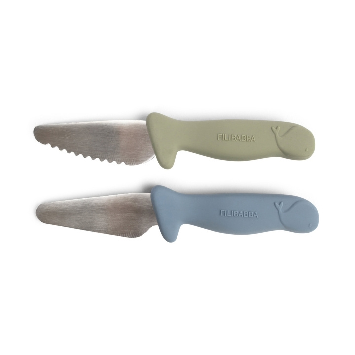 Filibabba Beginner\'s cutting knives - 2-pack - Powder Blue + Green - (FI-03337) i gruppen LEKER, BARN OG BABY / Spise & drikke / Barneserviser hos TP E-commerce Nordic AB (D04435)