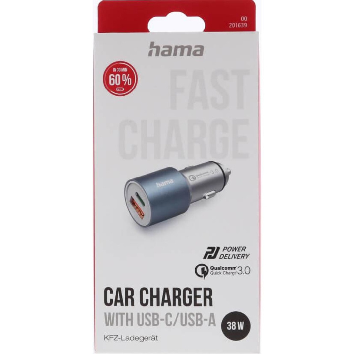 Hama Billader USB-C USB-A PD 38W Metall i gruppen SMARTTELEFON & NETTBRETT / Ladere og Kabler / Billader / Billader USB hos TP E-commerce Nordic AB (D05319)