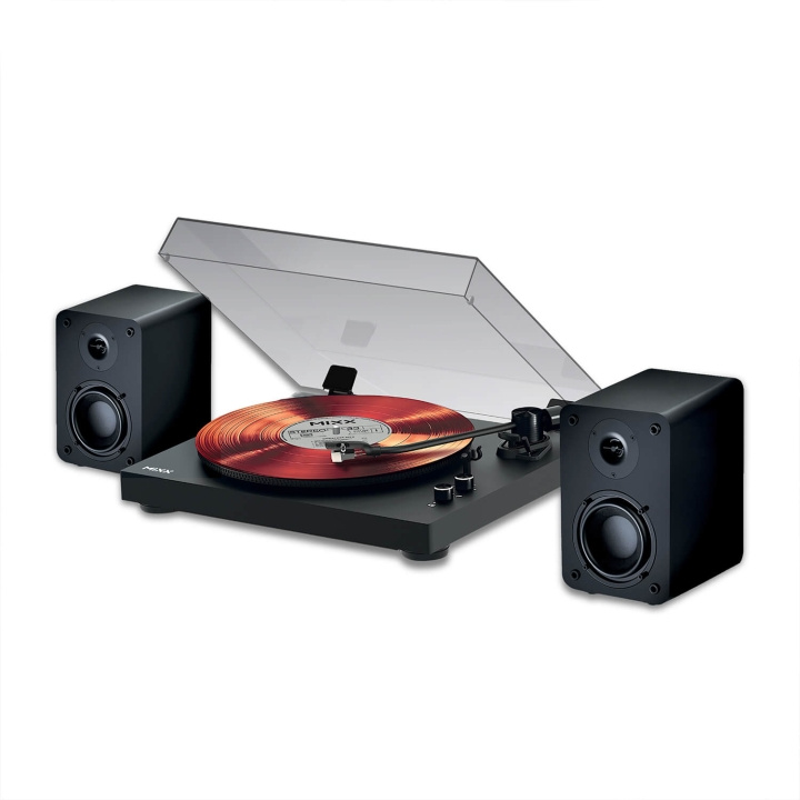 MIXX Vinylplatespiller System 5 Stereo Inkl. Høyttalere Svart i gruppen Elektronikk / Lyd & Bilde / Hjemmekino, HiFi og bærbar / Kompakt Stereo & Platespillere hos TP E-commerce Nordic AB (D05367)