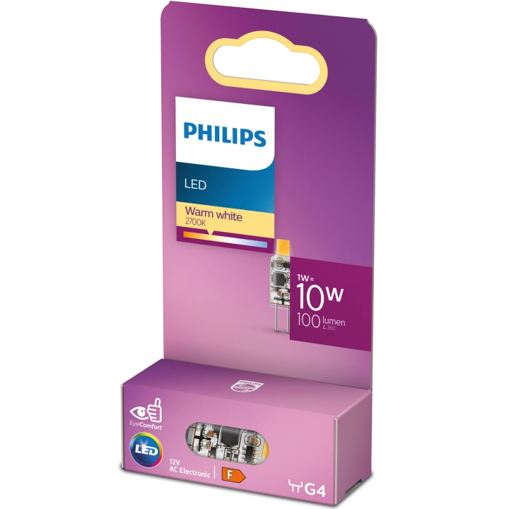 Philips LED G4 1W (10W) 12V Micro 100lm Dimbar Varmvit i gruppen Elektronikk / Lys / LED-lys hos TP E-commerce Nordic AB (D05493)