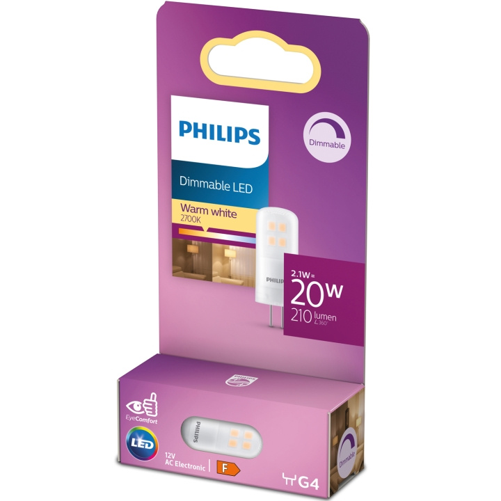 Philips LED G4 2,1W (20W) 12V 210lm dimbar varm hvit i gruppen Elektronikk / Lys / LED-lys hos TP E-commerce Nordic AB (D05494)