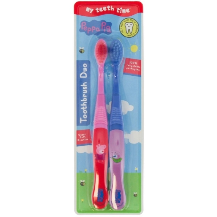 Peppa Pig Toothbrush Duo Super Soft i gruppen HELSE OG SKJØNNHET / Munnpleie / Elektriske tannbørster tilbehør hos TP E-commerce Nordic AB (D05597)