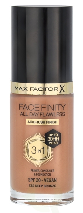 Max Factor Facefinity All Day Flawless 3 In 1 Foundation 30 ml C82 Deep Bronze i gruppen HELSE OG SKJØNNHET / Makeup / Makeup ansikt / Foundation hos TP E-commerce Nordic AB (D05840)