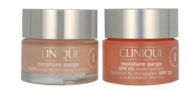 Clinique Moisture Surge Facial Care Set 100 ml Moisture Surge SPF25 Sheer Hydrator 50ml/Moisture Surge 100H Auto-replenishing Hydrator 50ml i gruppen HELSE OG SKJØNNHET / Hudpleie / Ansikt / Ansiktskrem hos TP E-commerce Nordic AB (D06002)