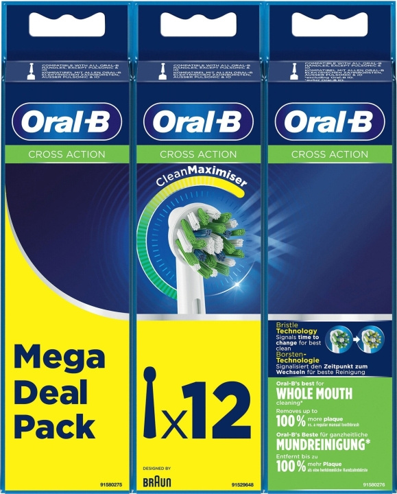 Oral B Cross Action 4+4+4ct i gruppen HELSE OG SKJØNNHET / Munnpleie / Elektriske tannbørster tilbehør hos TP E-commerce Nordic AB (D06342)