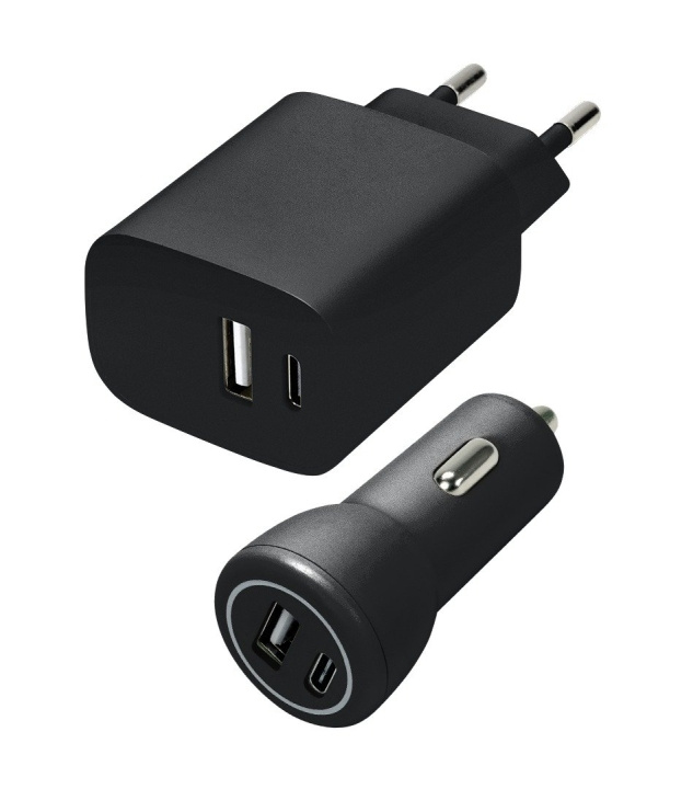 Speedlink Vegg- og billadersett USB-A og USB-C 15W, svart i gruppen SMARTTELEFON & NETTBRETT / Ladere og Kabler / Billader / Billader USB hos TP E-commerce Nordic AB (D06674)