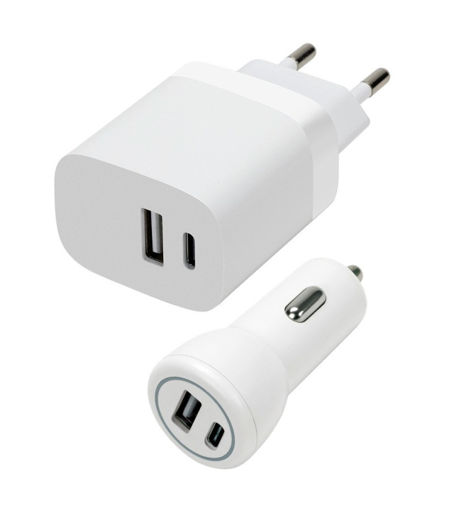 Speedlink Vegg- og billadersett USB-A og USB-C 15W, hvit i gruppen SMARTTELEFON & NETTBRETT / Ladere og Kabler / Billader / Billader USB hos TP E-commerce Nordic AB (D06675)