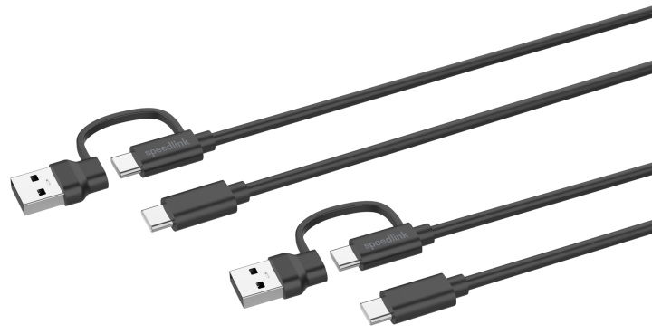 Speedlink STREAM Play & Charge USB-C/A til USB-C kabelsett, svart i gruppen Datautstyr / Kabler og adaptere / USB / USB-C hos TP E-commerce Nordic AB (D06677)