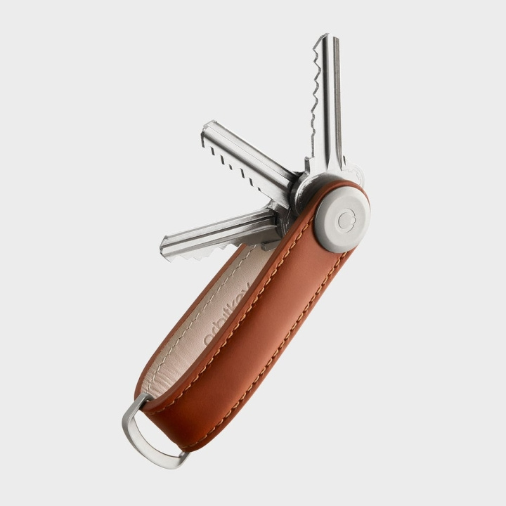 Orbitkey Nøkkelholder i lær - Cognac/Tan i gruppen SPORT, FRITID & HOBBY / Morsomme produkter / Smarte produkter hos TP E-commerce Nordic AB (D06797)