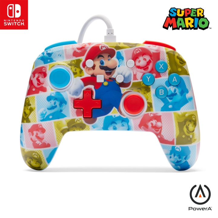 PowerA Forbedret kablet kontroller - Mario Hero Reel (Nintendo Switch) i gruppen Elektronikk / TV-spill & tilbehør / Nintendo Switch / Tilbehør hos TP E-commerce Nordic AB (D06984)