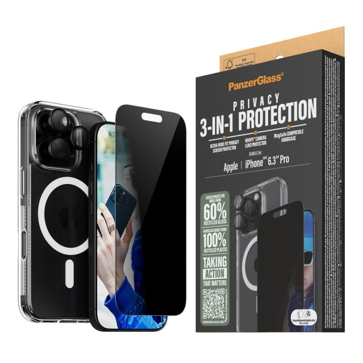 PanzerGlass iPhone 16 Pro 6,3\'\' 3-i-1 Privacy P-pakke i gruppen SMARTTELEFON & NETTBRETT / Mobilbeskyttelse / Apple / iPhone 16 hos TP E-commerce Nordic AB (D07018)