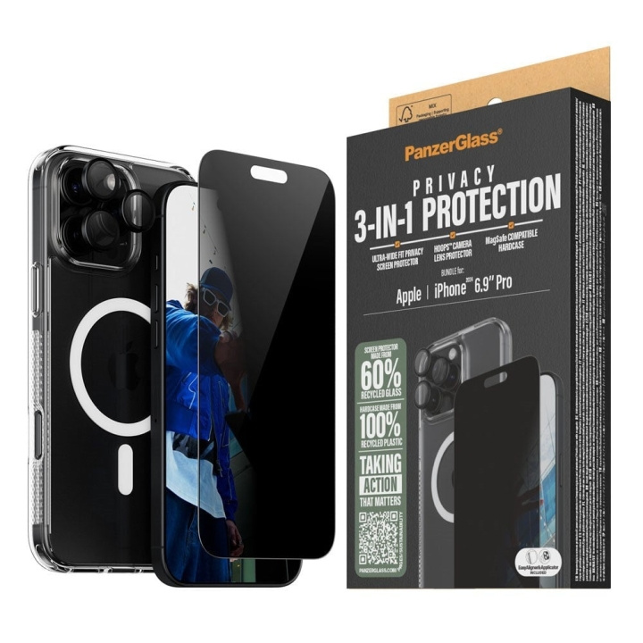 PanzerGlass iPhone 16 Pro Max 6,9\'\' 3-i-1 Privacy P-pakke i gruppen SMARTTELEFON & NETTBRETT / Mobilbeskyttelse / Apple / iPhone 16 hos TP E-commerce Nordic AB (D07019)