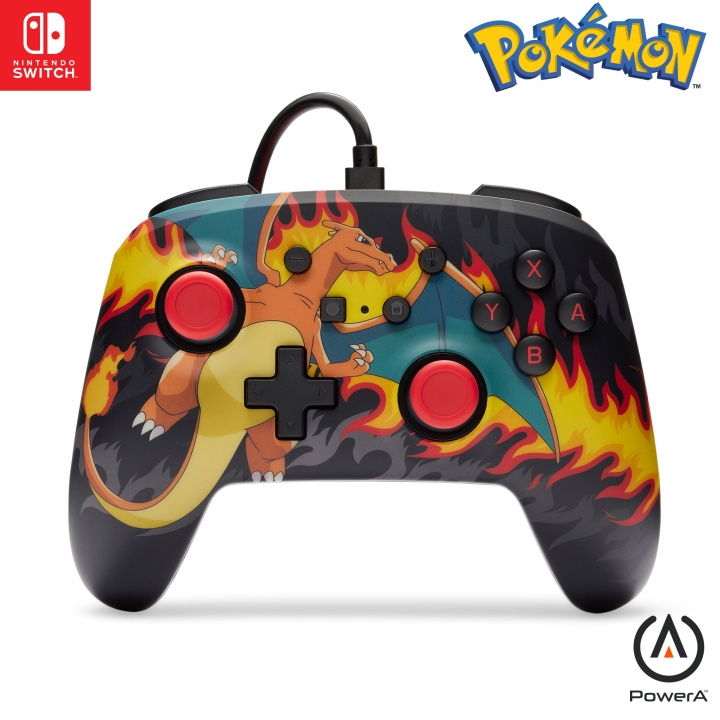 PowerA Forbedret kablet kontroller - Charizard Firestorm (Nintendo Switch) i gruppen Elektronikk / TV-spill & tilbehør / Nintendo Switch / Tilbehør hos TP E-commerce Nordic AB (D07085)