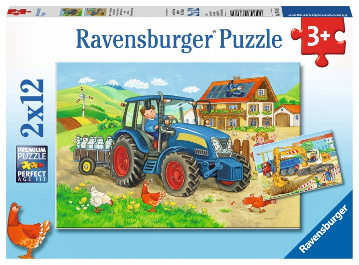 Ravensburger Hard At Work 2x12p - 07616 i gruppen LEKER, BARN OG BABY / Leker / Barnas puslespill hos TP E-commerce Nordic AB (D07272)