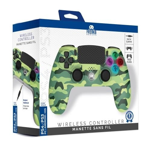 Trade Invaders Trådløs kontroller for PS4 med 3,5 mm jackstikklås - LED-grønn camouflage i gruppen Elektronikk / TV-spill & tilbehør / Sony PlayStation 4 hos TP E-commerce Nordic AB (D07506)