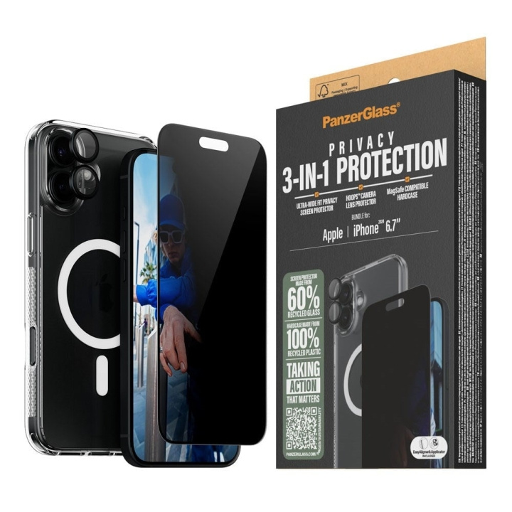 PanzerGlass iPhone 16 Plus 6.7\'\' 3-i-1 Privacy Protect Bundle i gruppen SMARTTELEFON & NETTBRETT / Mobilbeskyttelse / Apple / iPhone 16 hos TP E-commerce Nordic AB (D07528)