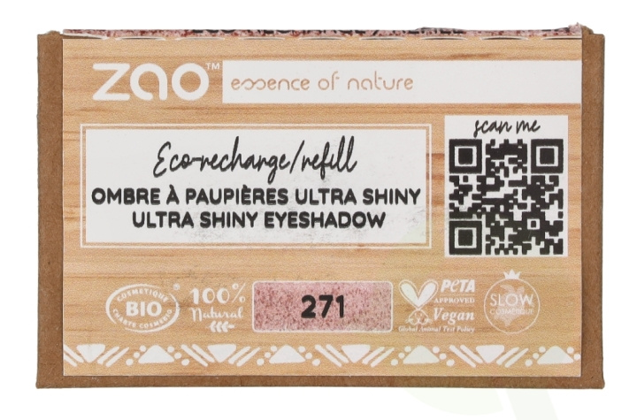 Zao Ultra Shiny Eyeshadow - Refill 1.3 g #271 Pink Copper i gruppen HELSE OG SKJØNNHET / Makeup / Øyne og øyebryn / Øyeskygger hos TP E-commerce Nordic AB (D07846)