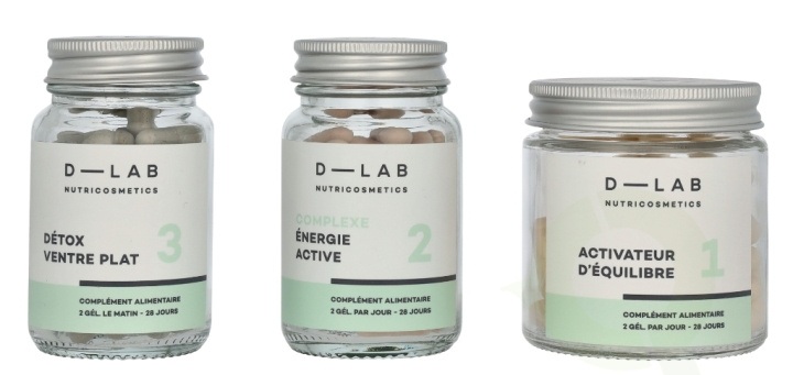 D-Lab Nutricosmetics D-Lab Ventre Plat Set 3 piece Complexe Energie Active 28 caps/Activateur D\'Equilibre 28 caps/Detox Ventre Plat 28 caps i gruppen HELSE OG SKJØNNHET / Helsepleie / Andre hos TP E-commerce Nordic AB (D07927)