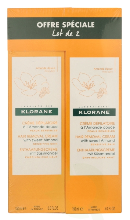 Klorane Hair Removal Cream With Sweet Almond Duo Set 300 ml 2x150ml i gruppen HELSE OG SKJØNNHET / Hår & styling / Hårfjerning / Ladyshave hos TP E-commerce Nordic AB (D08159)